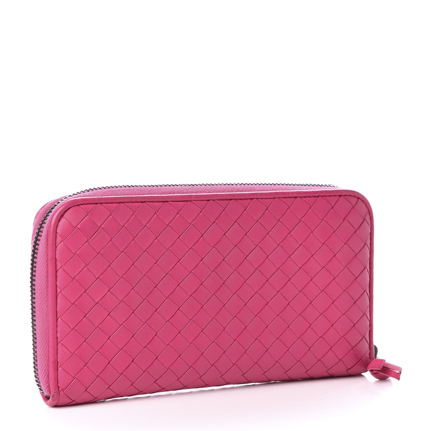 Nappa Intrecciato Zip Around Wallet Rosa Shock