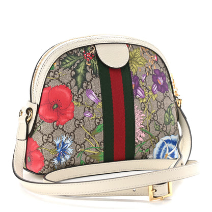 Gucci GG Supreme Monogram Flora Web GG Small Ophidia Dome Shoulder Bag White 3 of 10