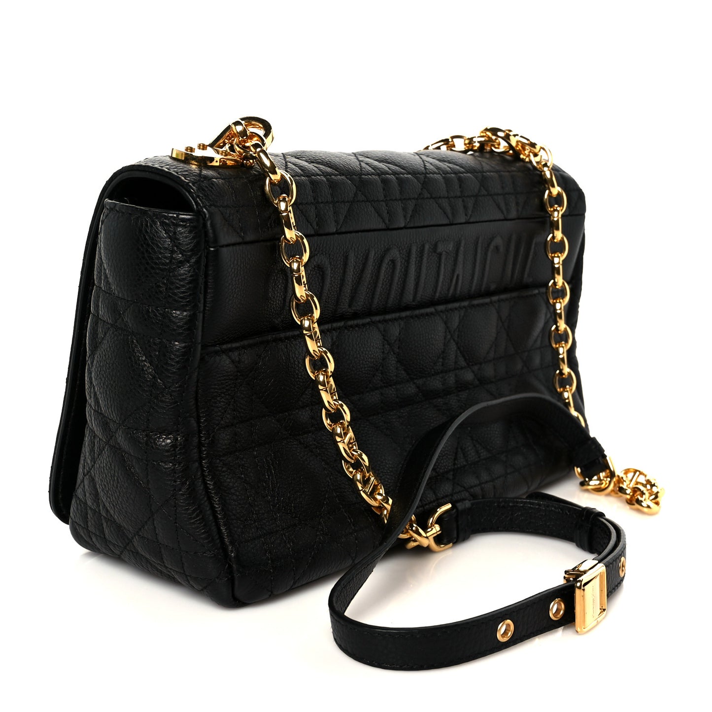 Calfskin Cannage Medium Caro Bag Black