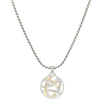 David Yurman Sterling Silver 18K Yellow Gold Papyrus Enhancer Pendant Necklace 1 of 4