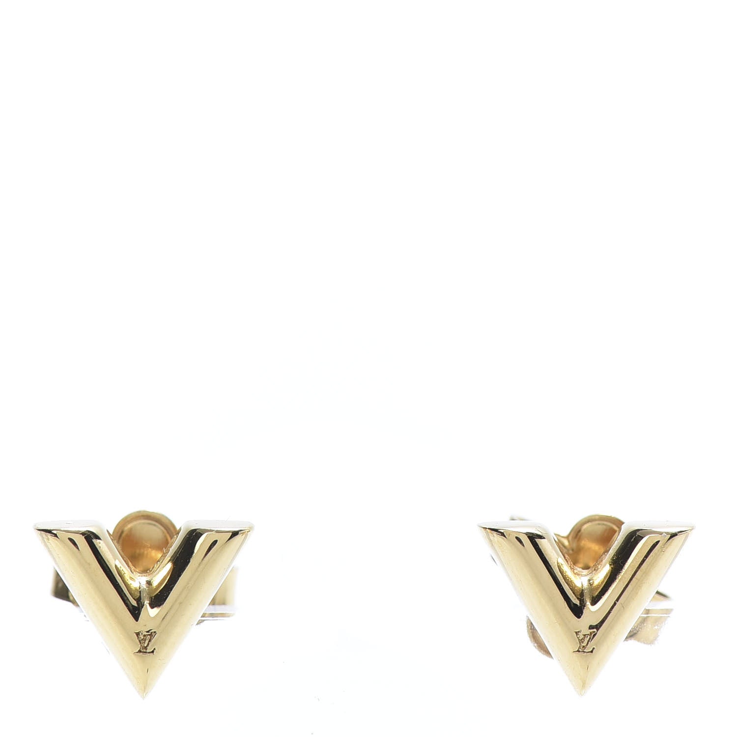 Louis Vuitton Brass Essential V Stud Earrings Gold 1 of 6