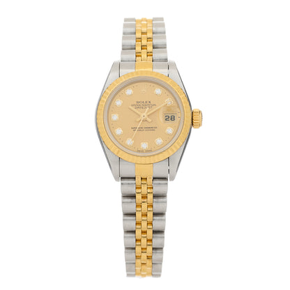 Rolex Stainless Steel 18K Yellow Gold Diamond 26mm Oyster Perpetual Datejust Watch Champagne 69173 1 of 4