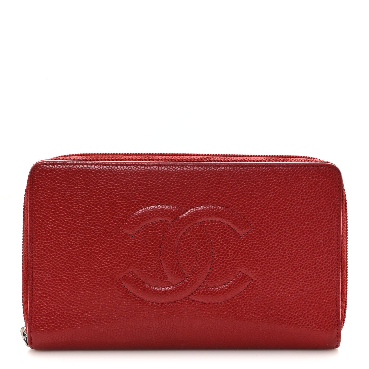 Caviar Large CC Timeless Zip Around Organizer Wallet Red