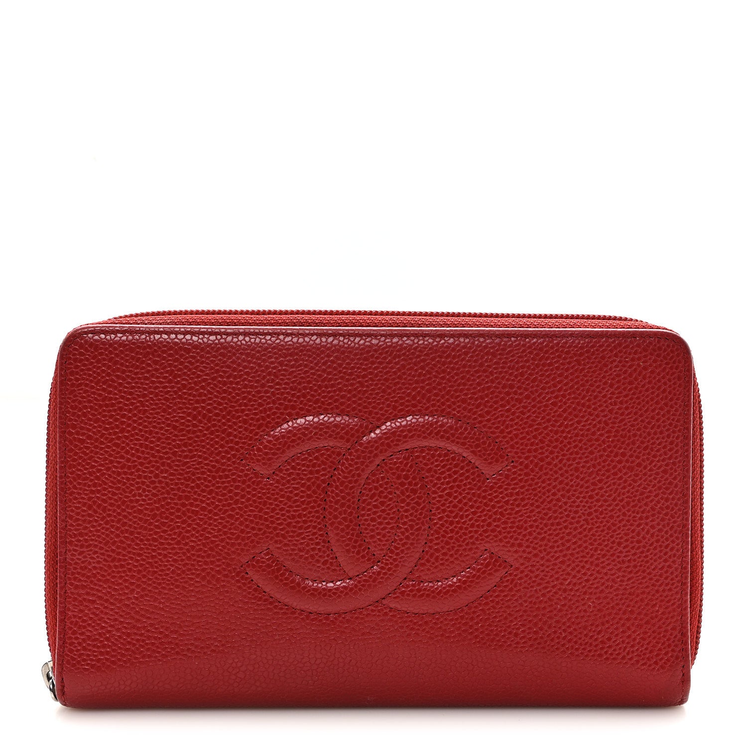 Chanel Caviar Large CC Timeless Zip Around Organizer Wallet Red 1 of 9