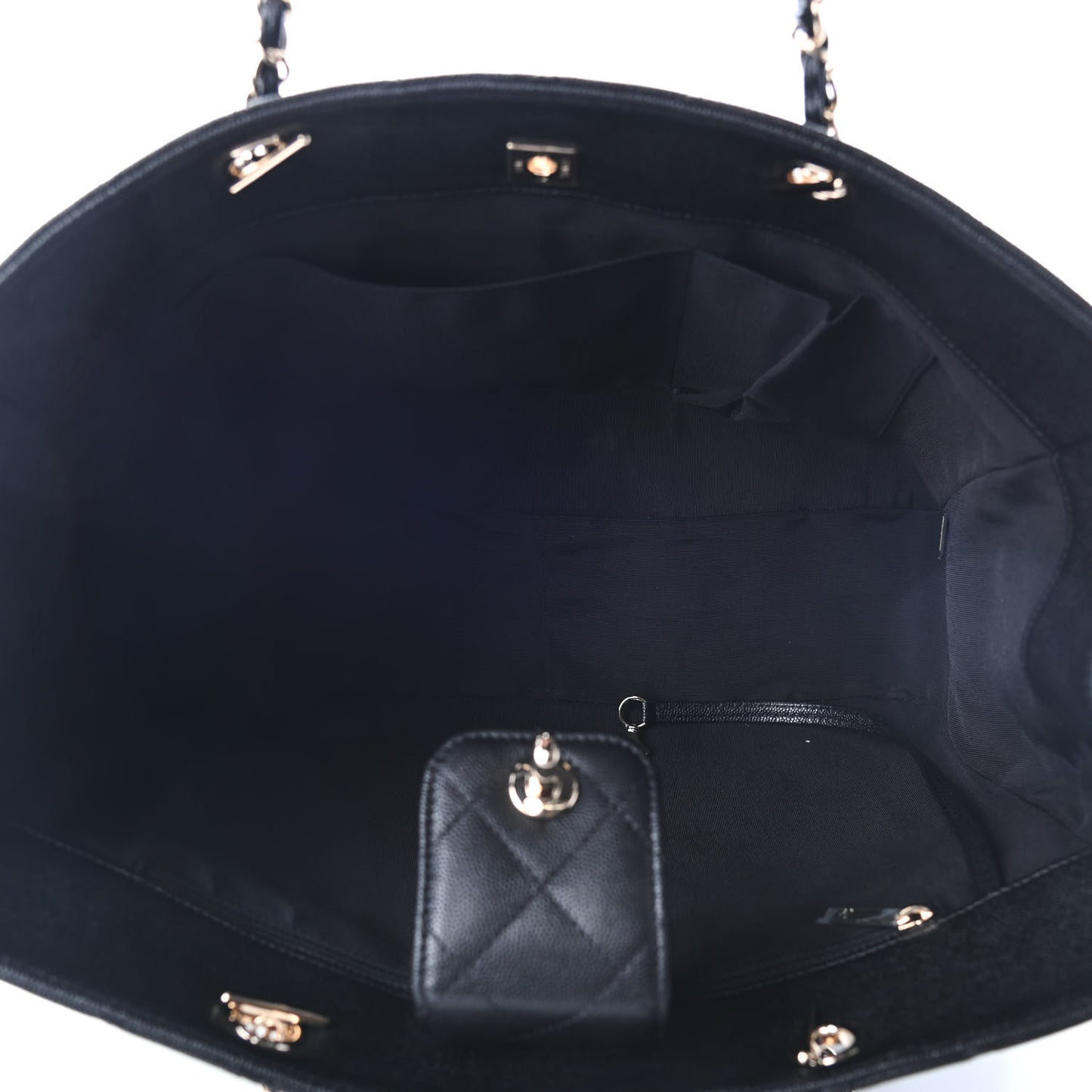 Caviar Quilted Large Shopping Tote Black