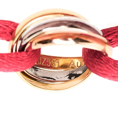 Cartier 18K Pink Yellow White Gold Trinity Cord Bracelet Red 5 of 7