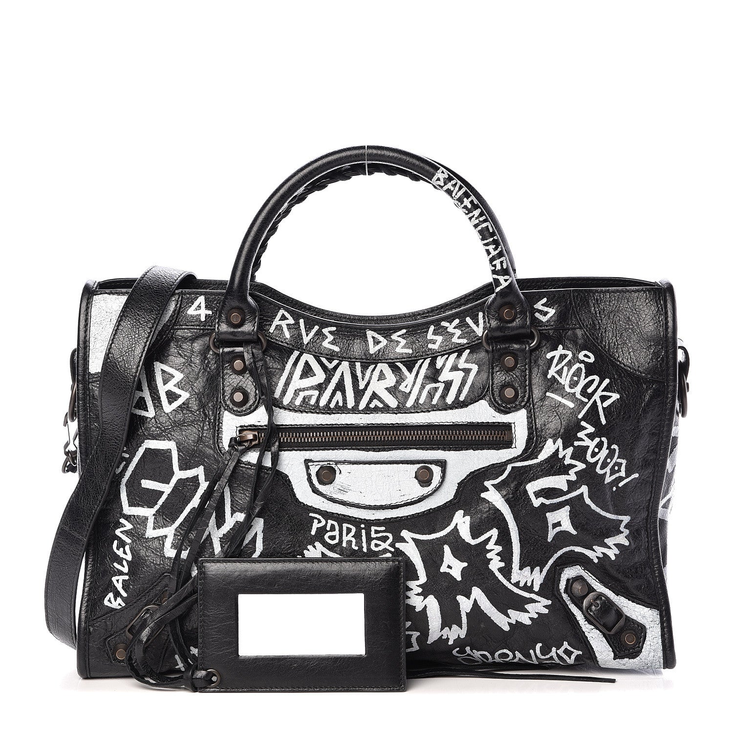Balenciaga Agneau Arena Graffiti All Over Classic Hardware City Black White 1 of 13