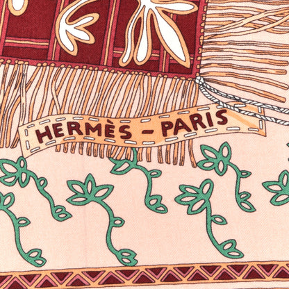 Hermes Cashmere Silk Cavaliers du Caucase Shawl 140 Rose Pale Bleu Framboise 2 of 3