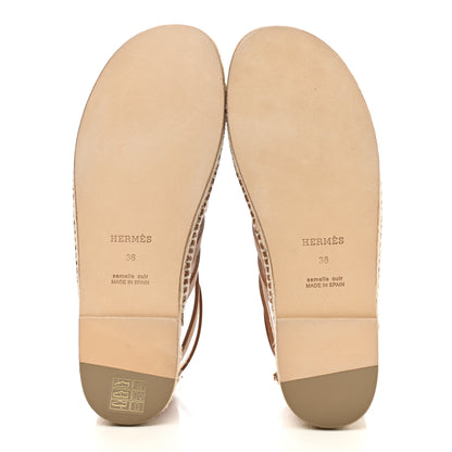 Hermes Calfskin Costanza Espadrille Sandals 36 Beige Dore 5 of 9