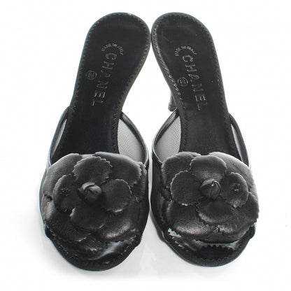 Chanel Lambskin Mesh Camellia Mules 41 Black 2 of 7