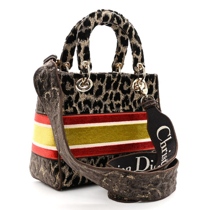 Christian Dior Velvet Mizza Embroidered Medium Lady D-Lite Beige Multicolor 3 of 9