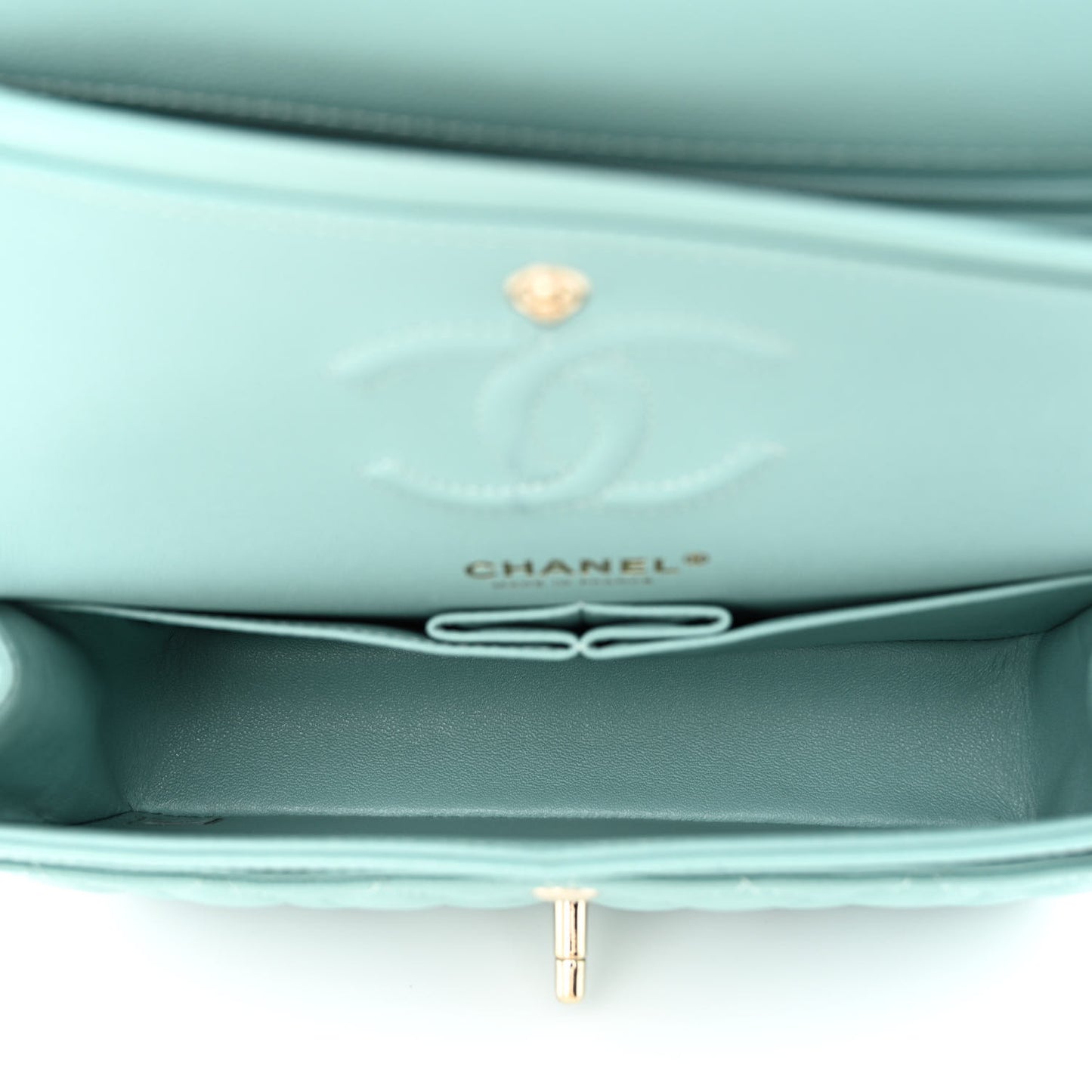 Caviar Quilted Small Double Flap Light Blue