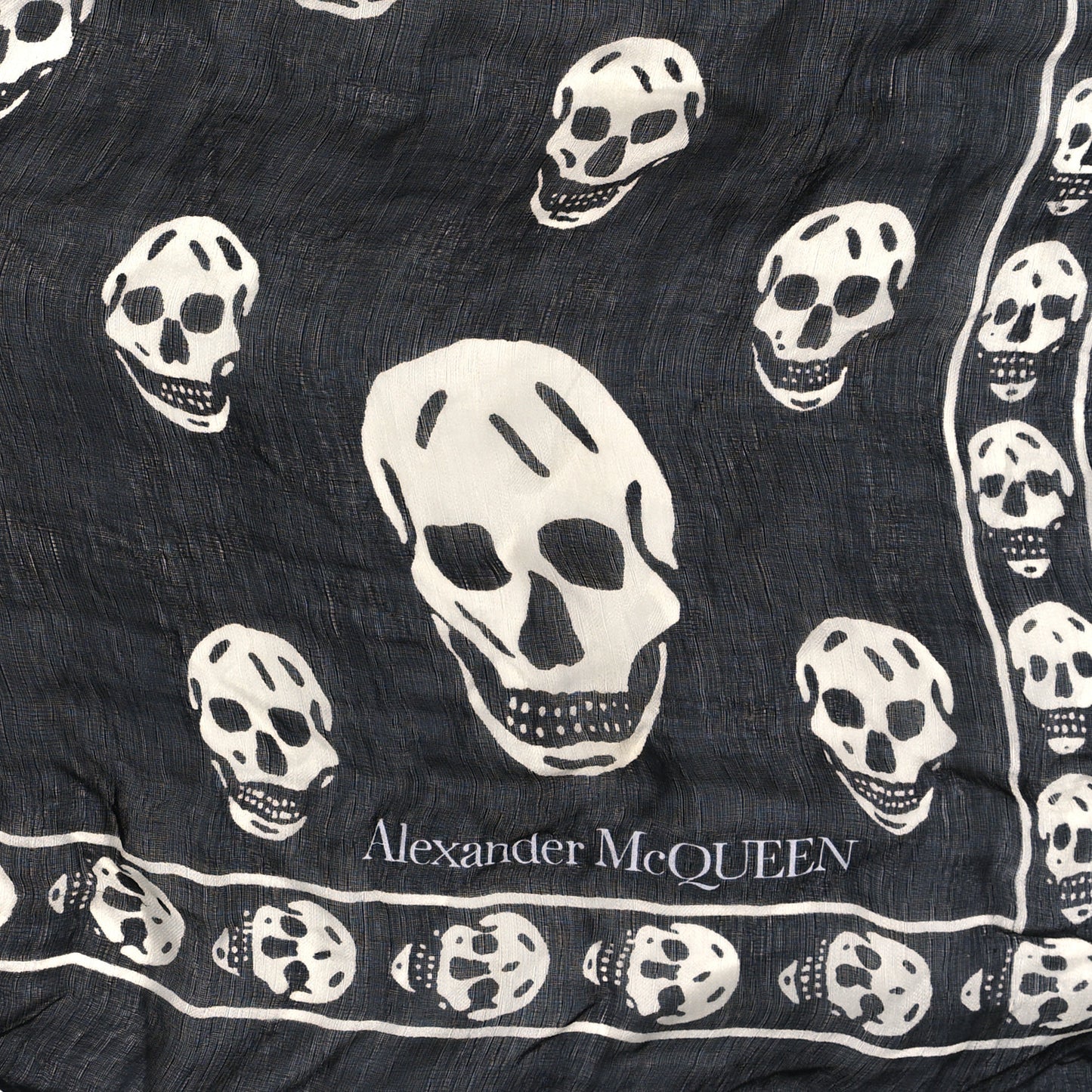 Silk Chiffon Skull Scarf Black Ivory