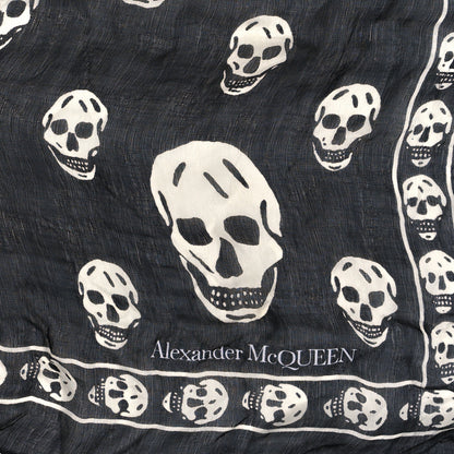 Alexander McQueen Silk Chiffon Skull Scarf Black Ivory 2 of 3