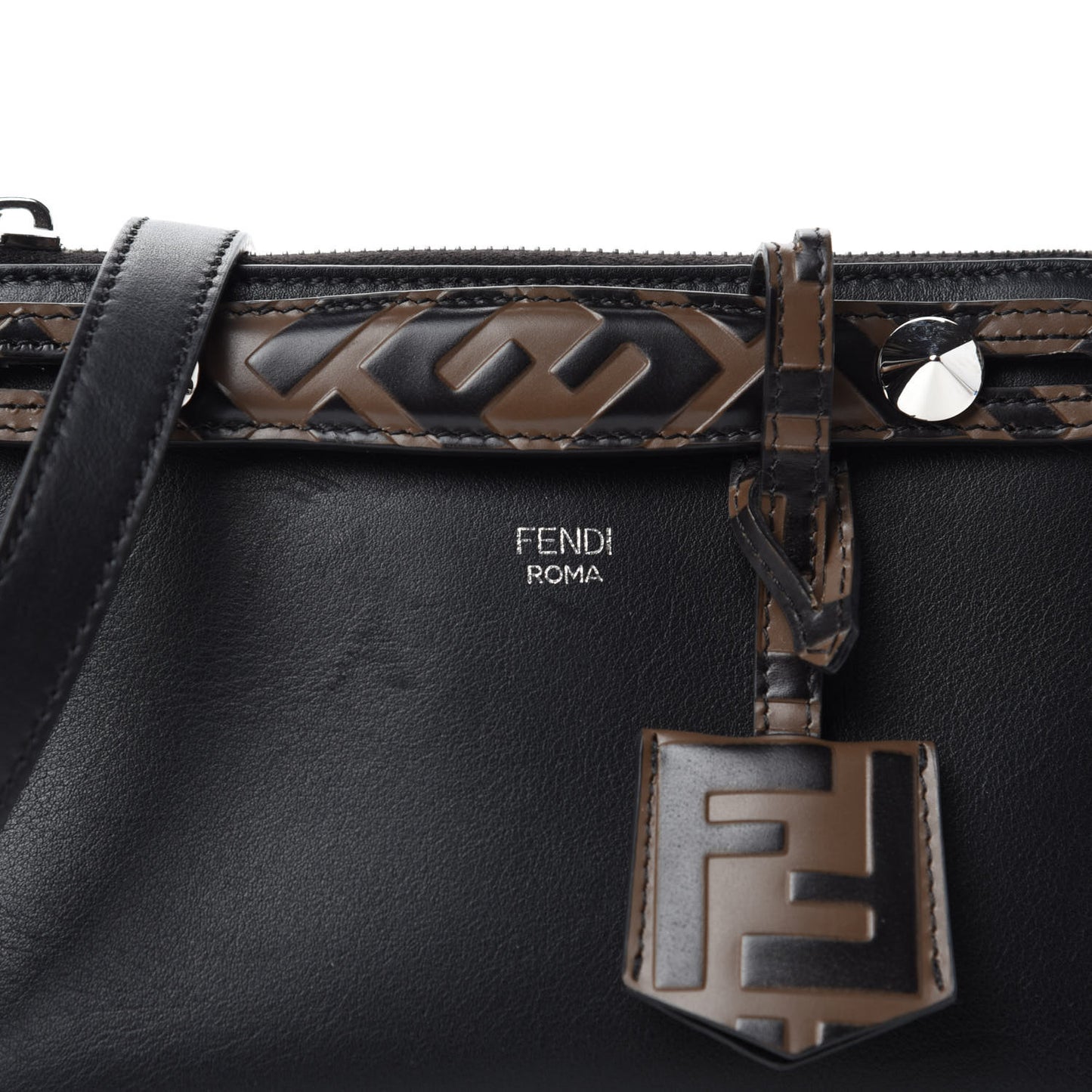 Vitello Dolce Bi-Color FF 1974 Embossed Mini By The Way Boston Bag Black Maya