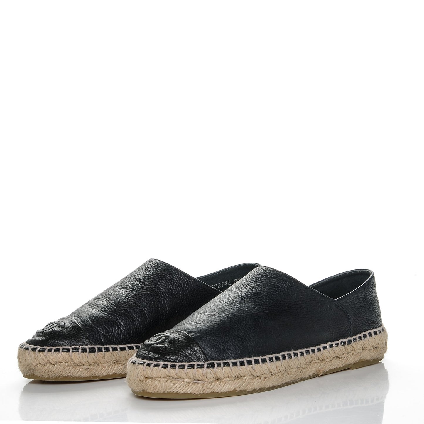 Grained Calfskin CC Espadrilles 37 Navy Black