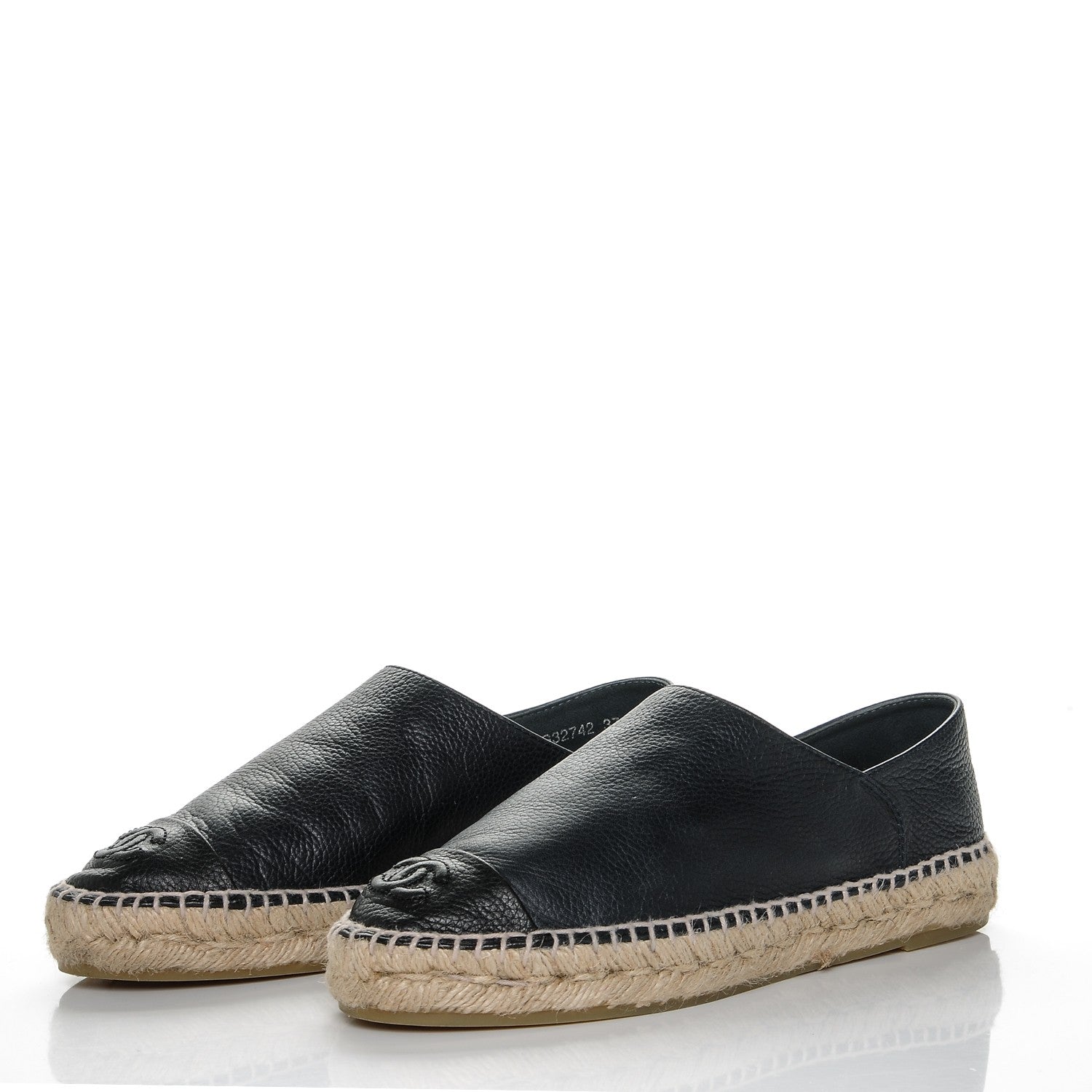 Chanel Grained Calfskin CC Espadrilles 37 Navy Black 2 of 11