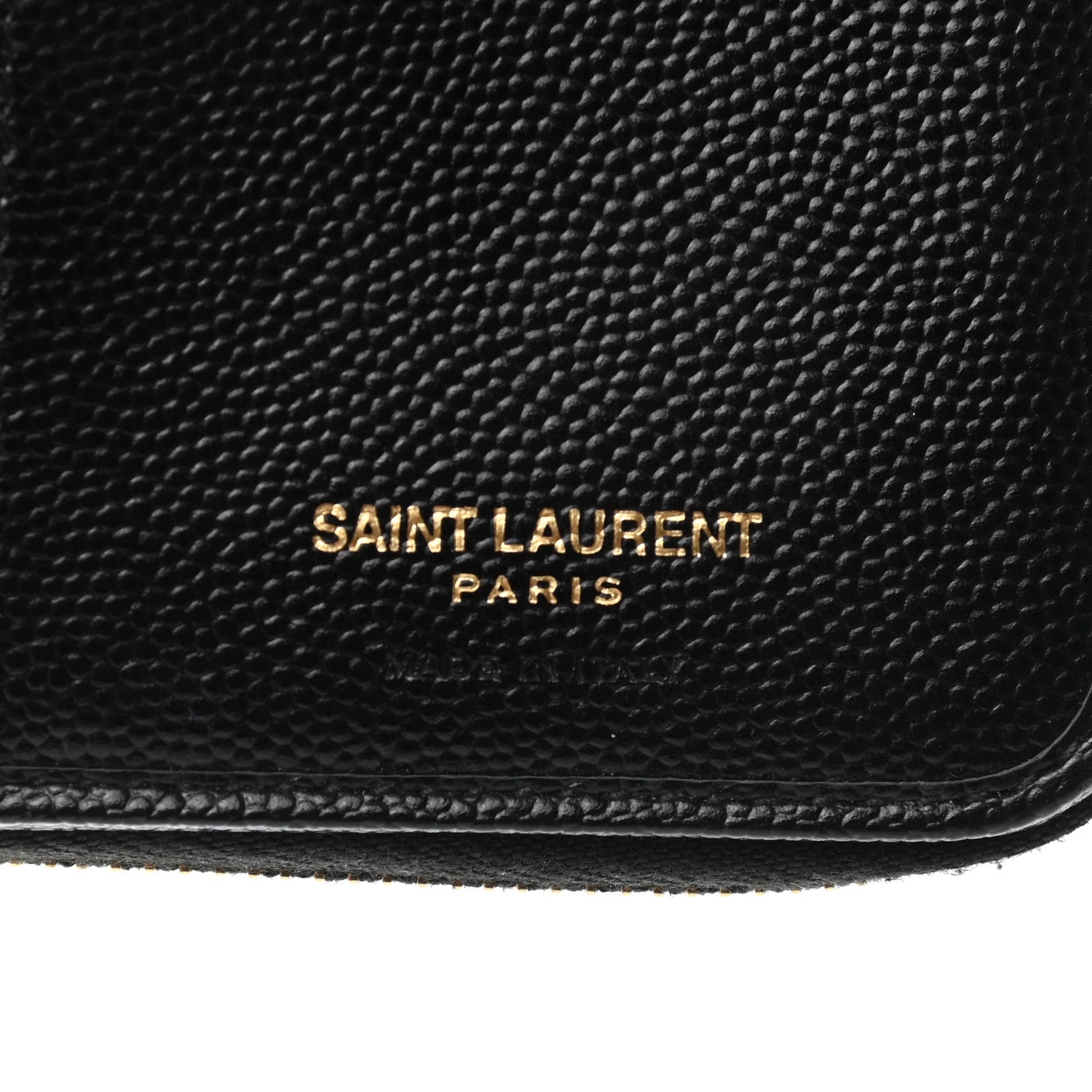 Saint Laurent Grain De Poudre Matelasse Chevron Monogram Compact Zip Around Wallet Black 8 of 11