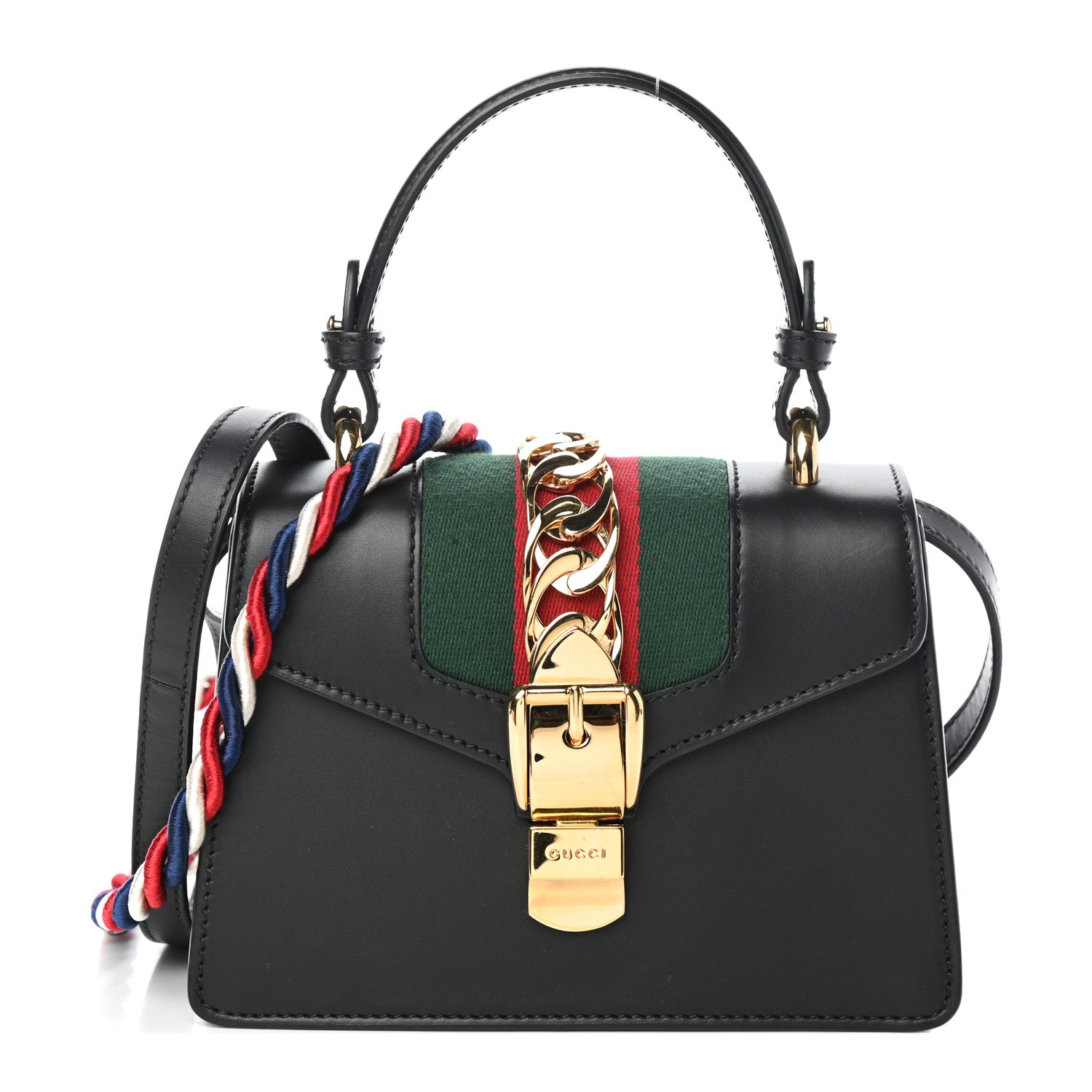 Gucci Calfskin Mini Sylvie Top Handle Bag Black 1 of 8