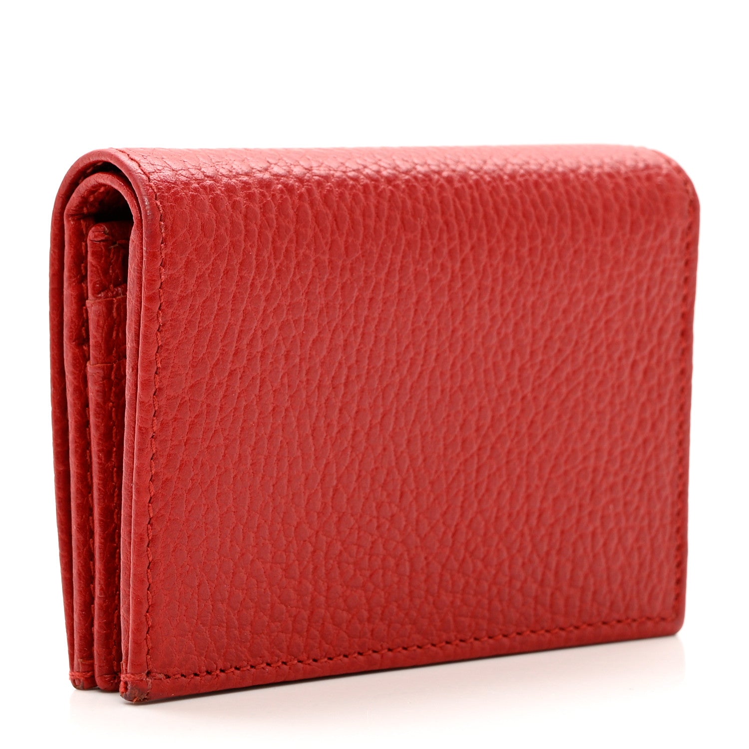 Gucci Pebbled Calfskin GG Marmont Card Case Hibiscus Red 3 of 7