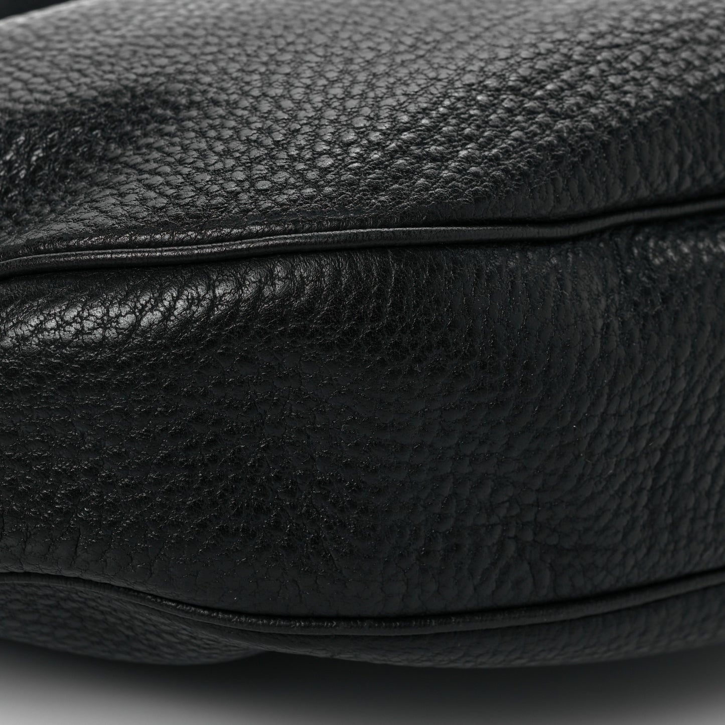 Calfskin Half Moon Bamboo Ring Hobo Black