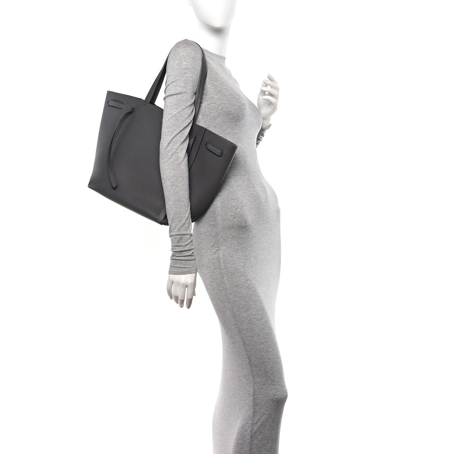 Celine Soft Grained Calfskin Small Belt Cabas Phantom Grey 2 of 11