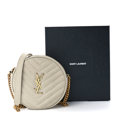 Saint Laurent Grain De Poudre Matelasse Chevron Quilted Round Vinyle Camera Bag Blanc Vintage 12 of 12