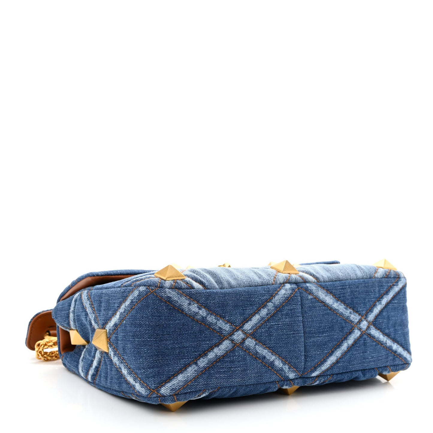 Denim Large Roman Stud Shoulder Bag Light Denim Selleria