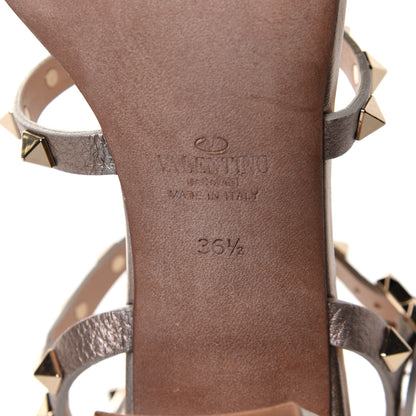 Valentino Garavani Metallic Grained Calfskin Rockstud 60mm City Sandals 36.5 Skin 8 of 9