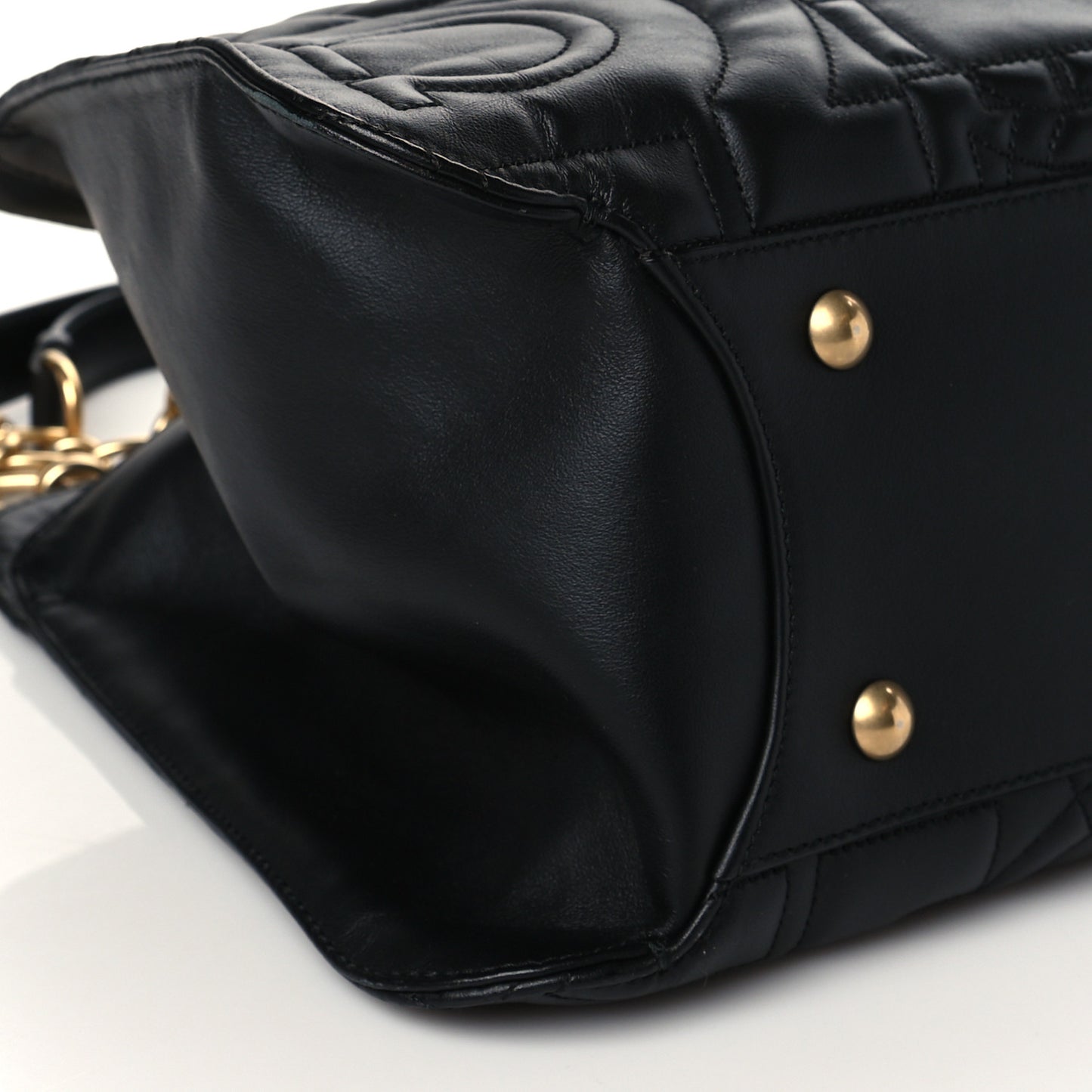 Calfskin Quilted Gancini Shoulder Bag Black