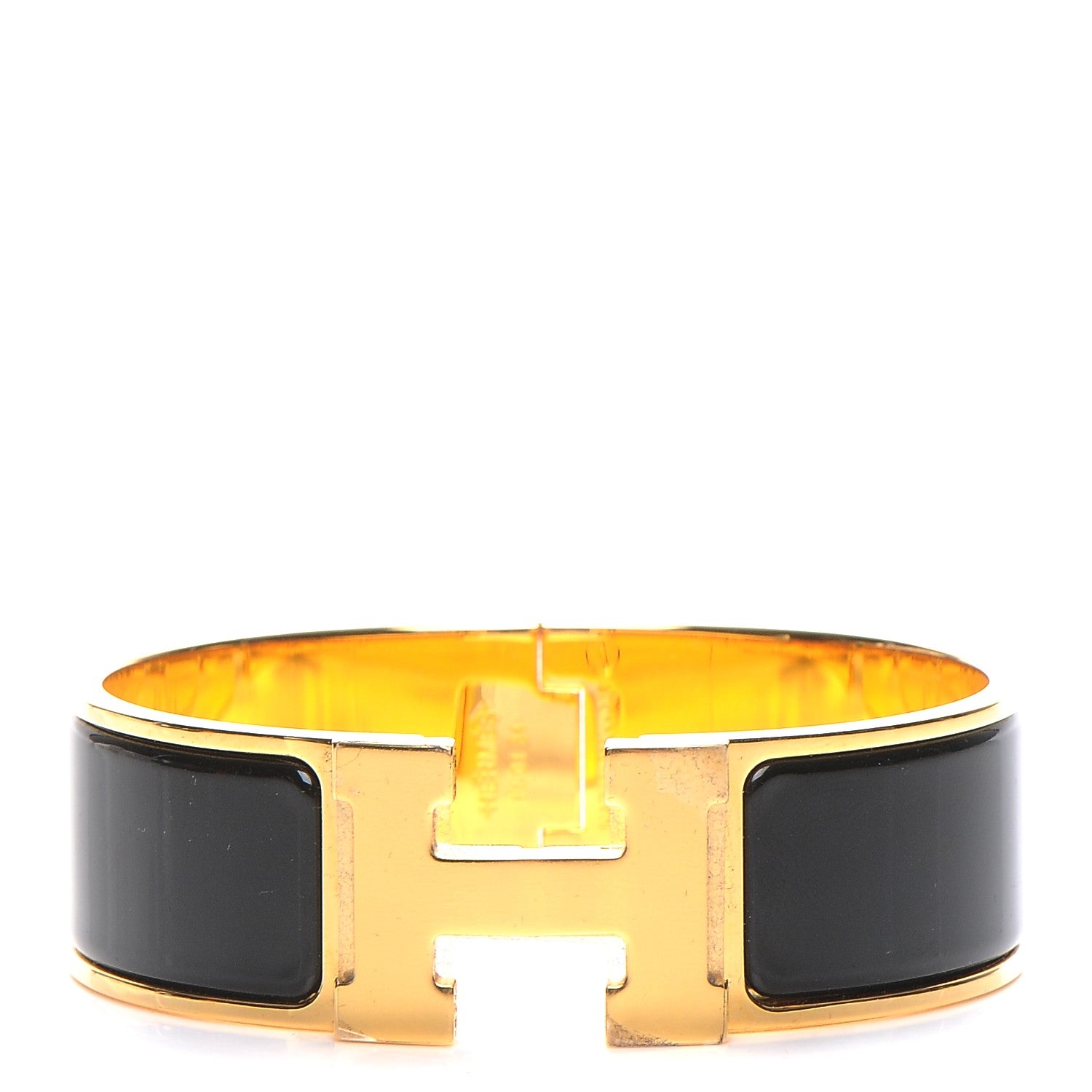 Hermes Enamel Wide Clic Clac H Bracelet GM Black 1 of 5
