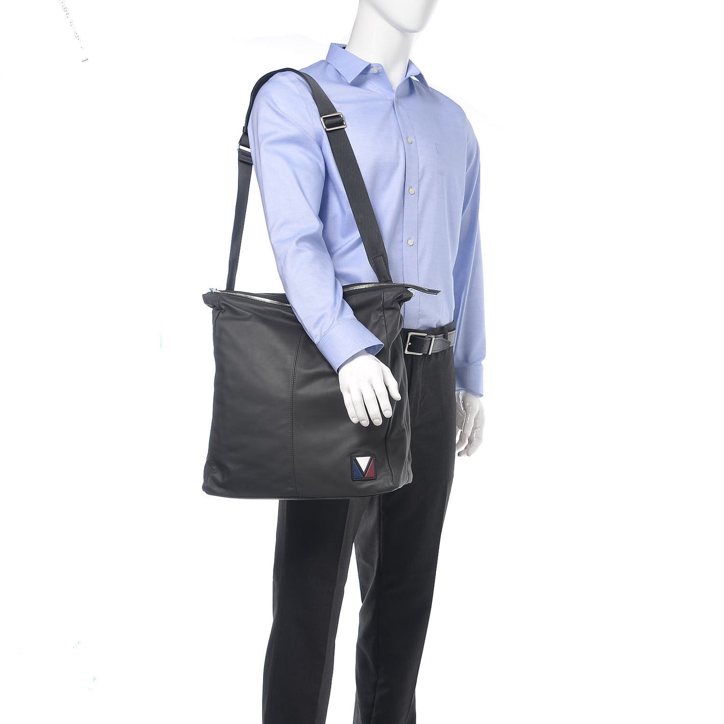 Calfskin V Line Move Messenger Asphalt