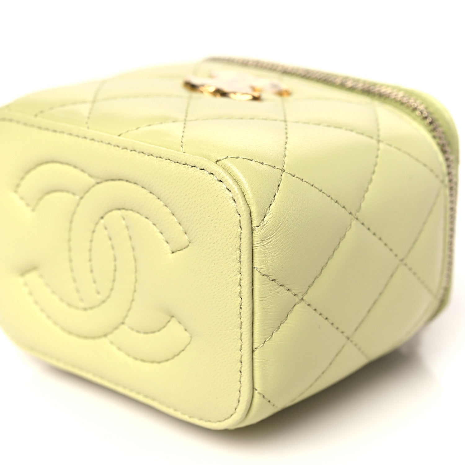 Chanel Lambskin Quilted CC Mini Vanity Case With Chain Light Green 10 of 10