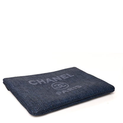 Chanel Woven Straw Raffia Small Deauville Pouch Dark Blue 4 of 8