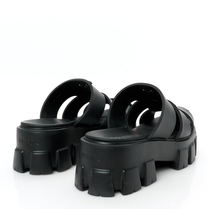 Prada Foam Rubber Triangle Logo Monolith 55mm Cage Sandals 41 Black 4 of 10