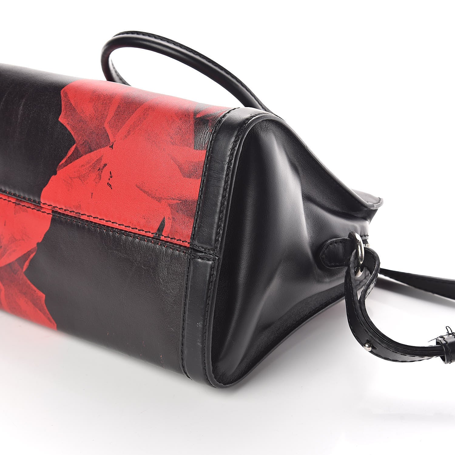 Alexander McQueen Calfskin Rose Printed Small Skull Padlock Zip Around Tote Black 11 of 11