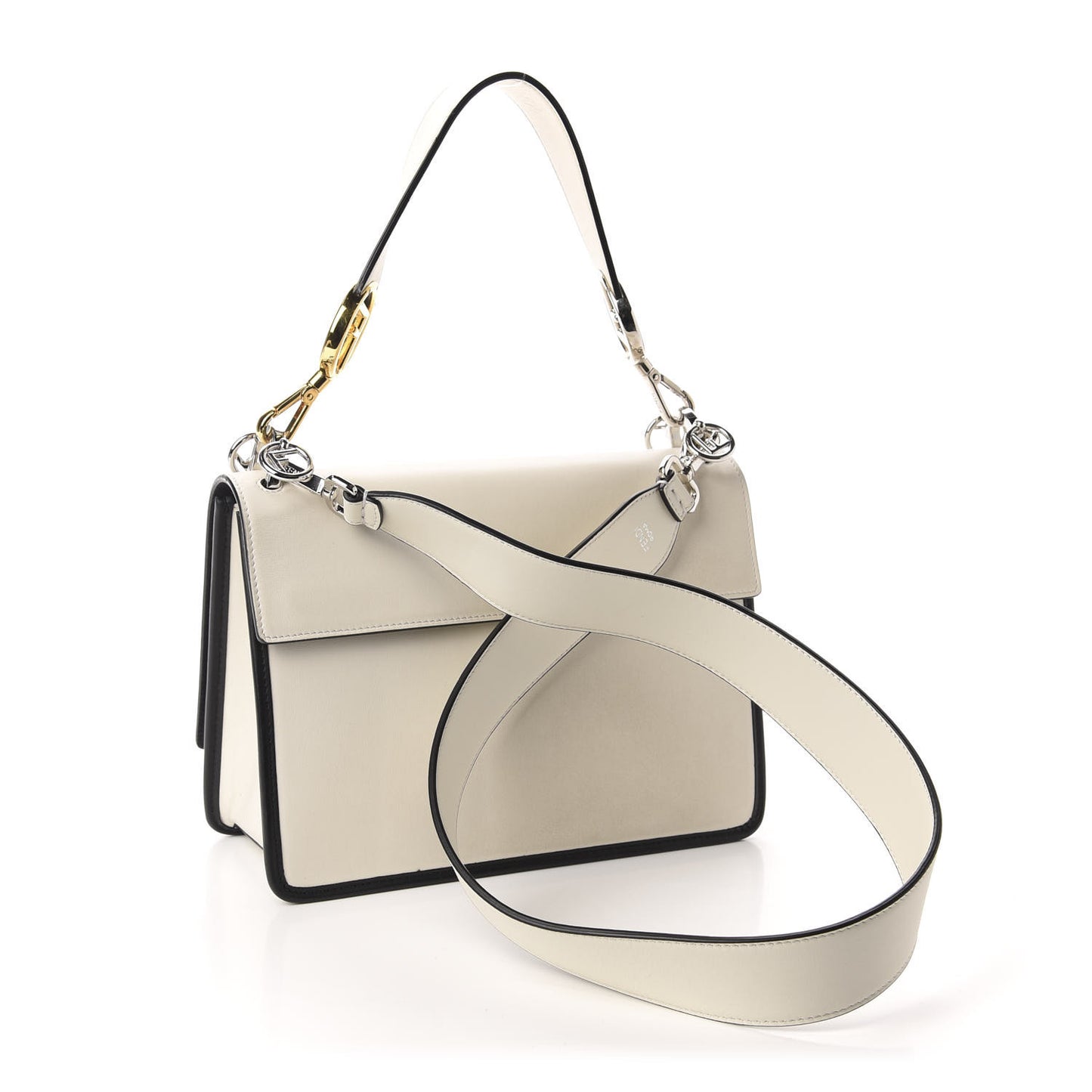 Vitello Century Alcantara F is Fendi Bi-Color Kan I Shoulder Bag White Black