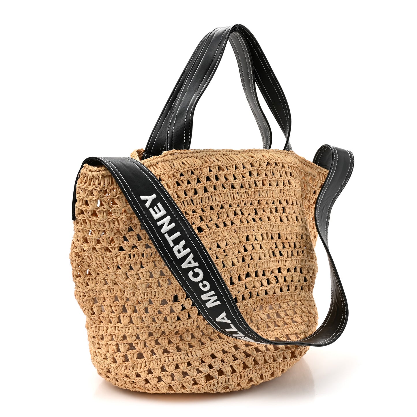 Raffia Eco Alter Nappa East West Tote Natural Black