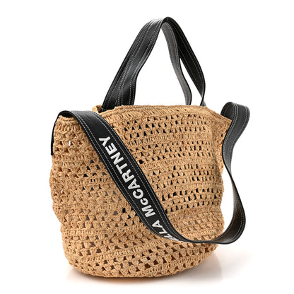 Stella McCartney Raffia Eco Alter Nappa East West Tote Natural Black 3 of 9
