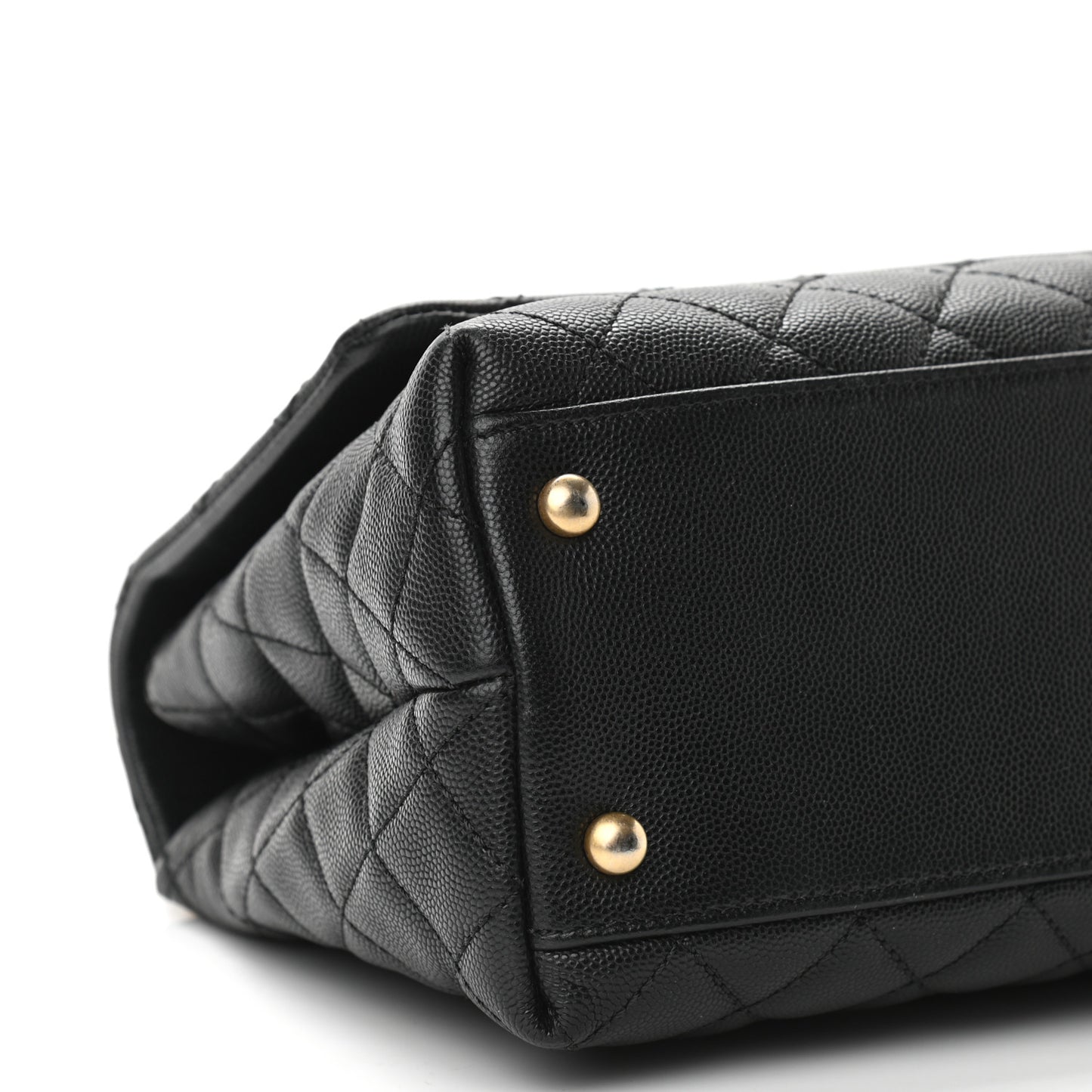 Caviar Lizard Quilted Small Coco Handle Flap Black