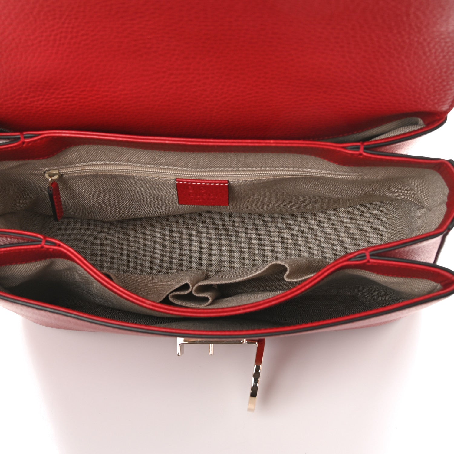 Gucci Dollar Calfskin Medium Interlocking G Top Handle Shoulder Bag Red 4 of 8