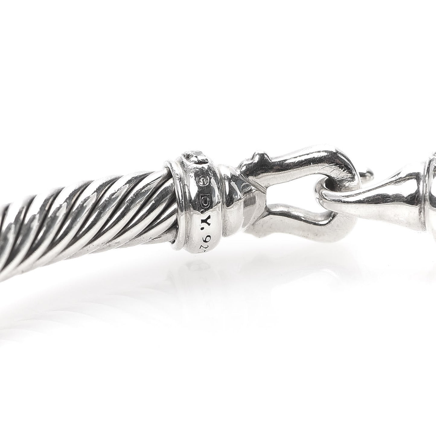 Sterling Silver Diamond 5mm Cable Buckle Bracelet