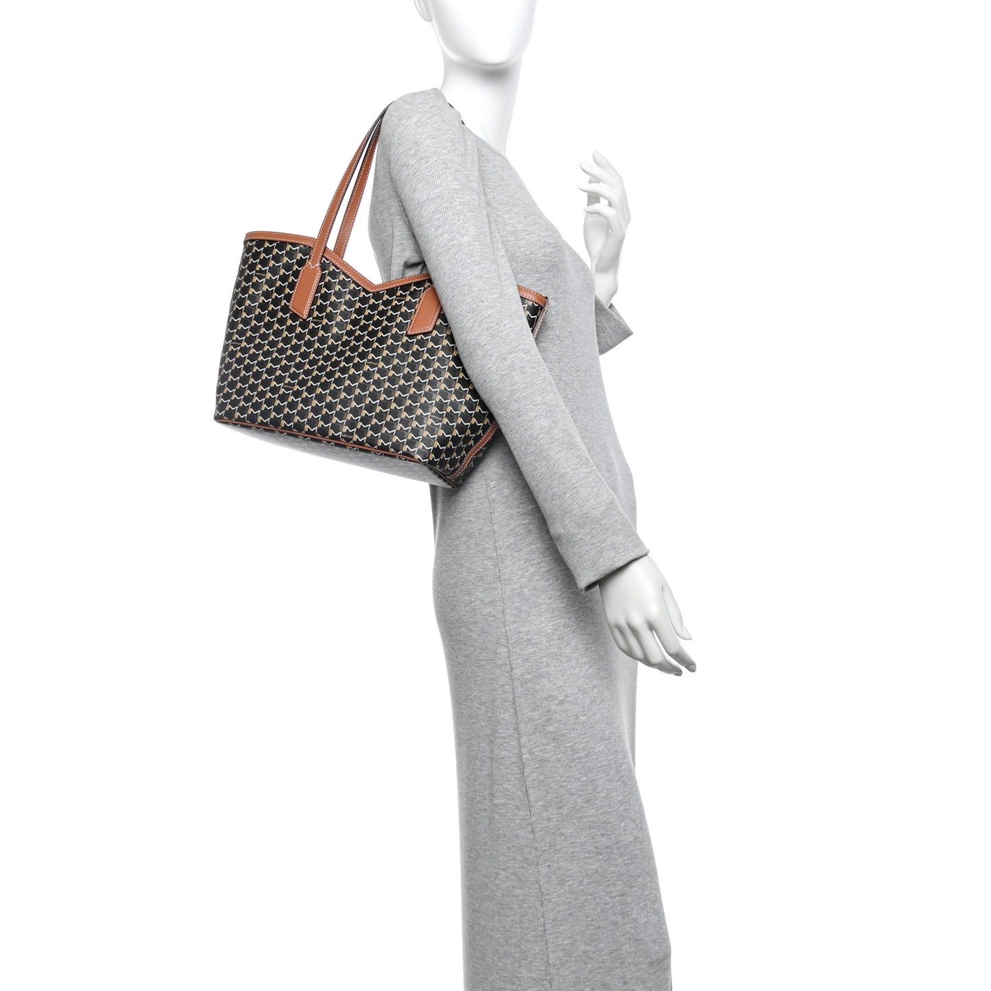Calfskin Canvas M Tote PM Brown