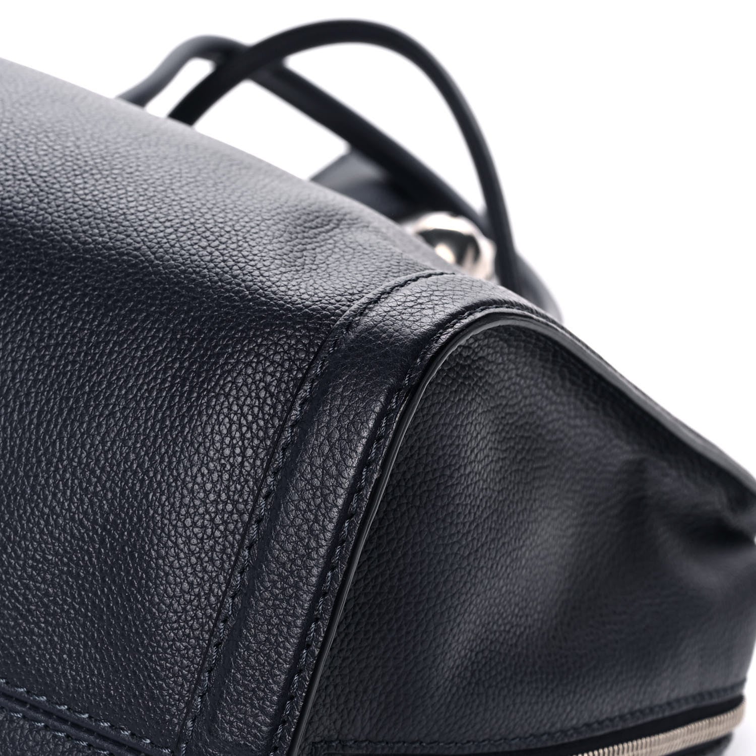 Alexander McQueen Pebbled Calfskin Large Skull Padlock Zip Around Tote Navy 12 of 17