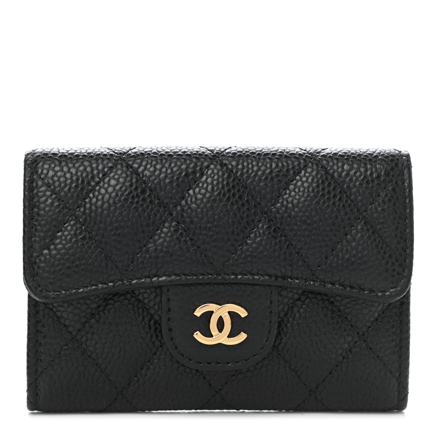 Chanel Caviar Quilted Flap Card Holder Wallet Black 1 of 8