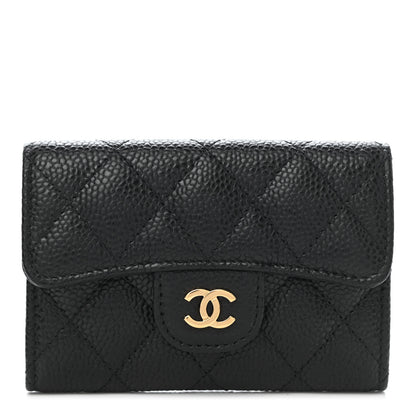 Chanel Caviar Quilted Flap Card Holder Wallet Black 1 of 8
