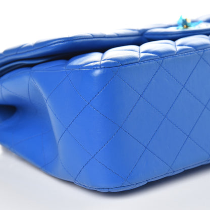 Chanel Lambskin Quilted Jumbo Double Flap Blue 8 of 9