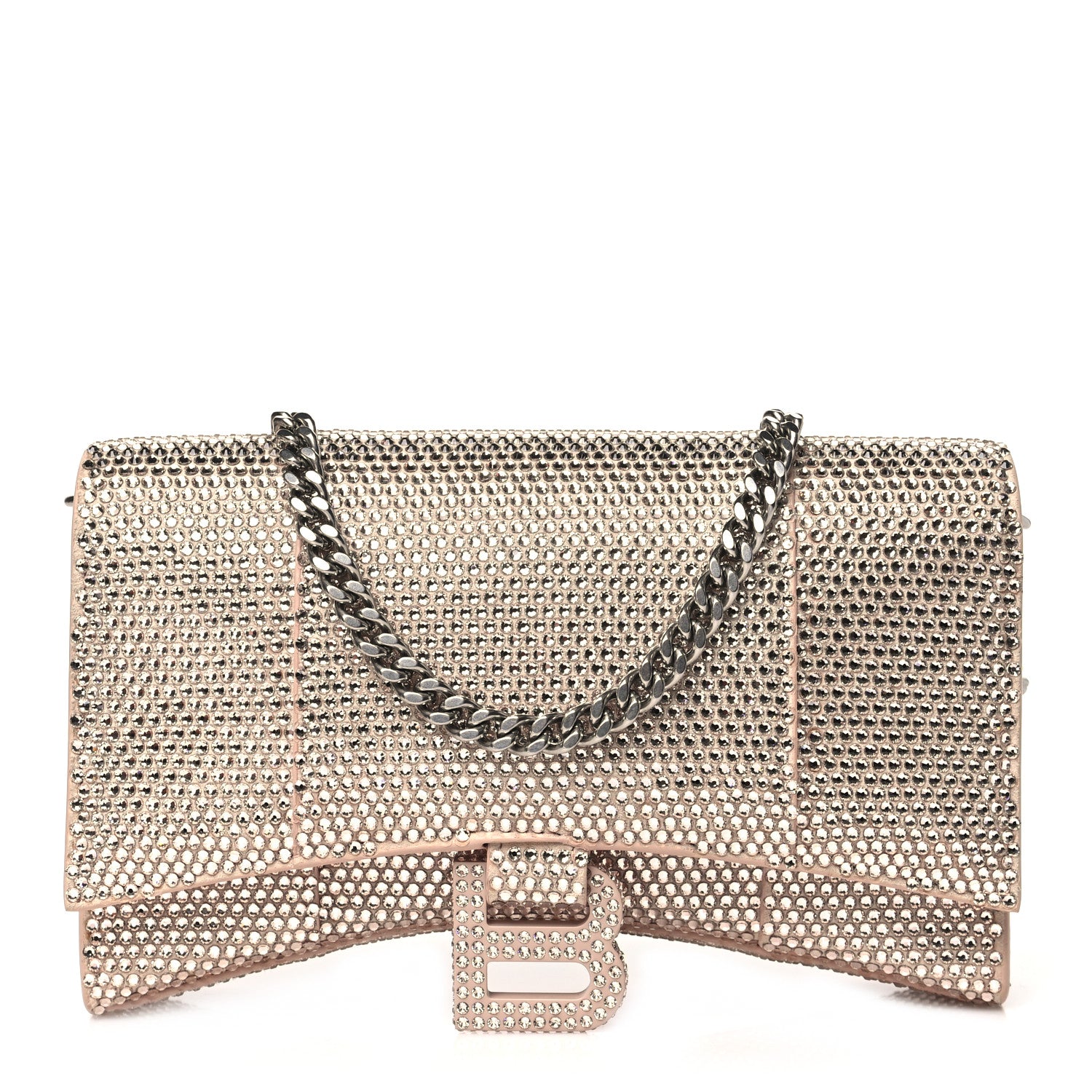 Balenciaga Strass Suede Crystal Hourglass Chain Bag Rose Gold 1 of 9