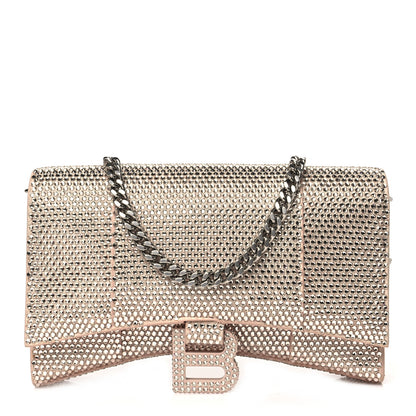 Balenciaga Strass Suede Crystal Hourglass Chain Bag Rose Gold 1 of 9