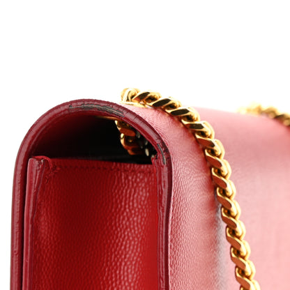 Saint Laurent Grain De Poudre Small Monogram Kate Satchel Red 19 of 20